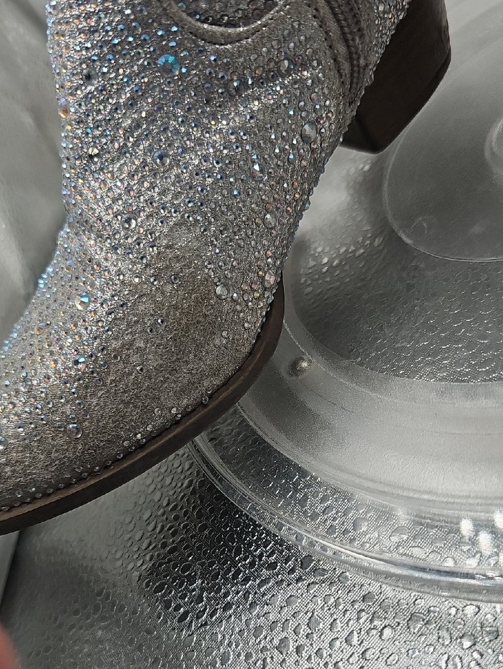 J Girls Silver Size 2 Rhinestone Glitzy Bling Western Boots - Picture 2 of 8